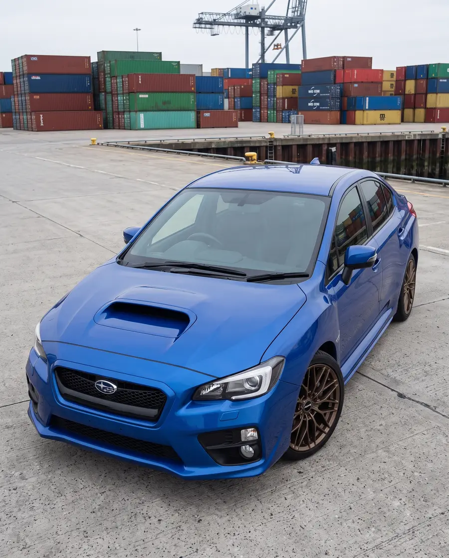 Subaru WRX azul con AXYS VIL, visto desde arriba
